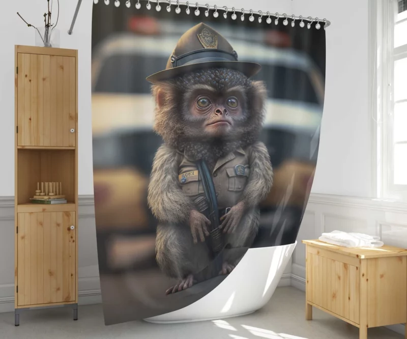 Monkey Police Officer Shower Curtain 1