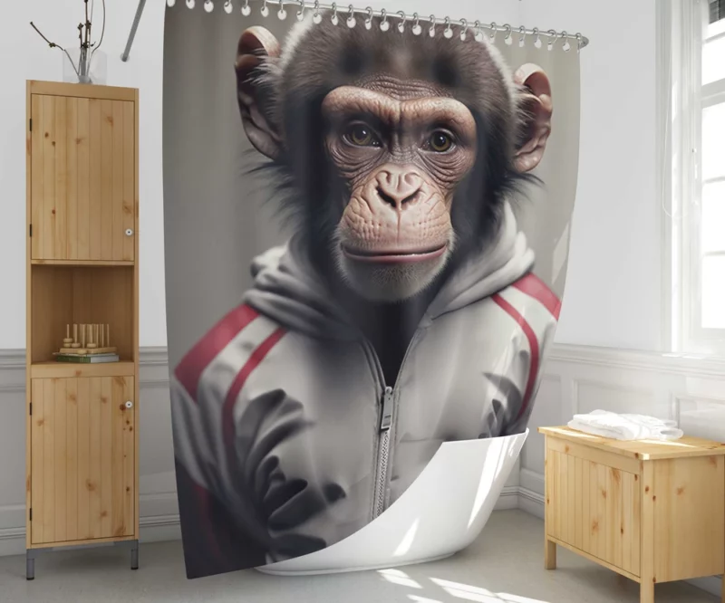 Monkey With Label Shower Curtain 1