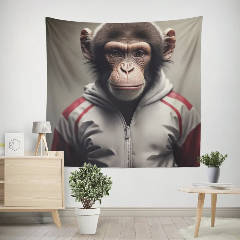 Monkey With Label Wall Tapestry