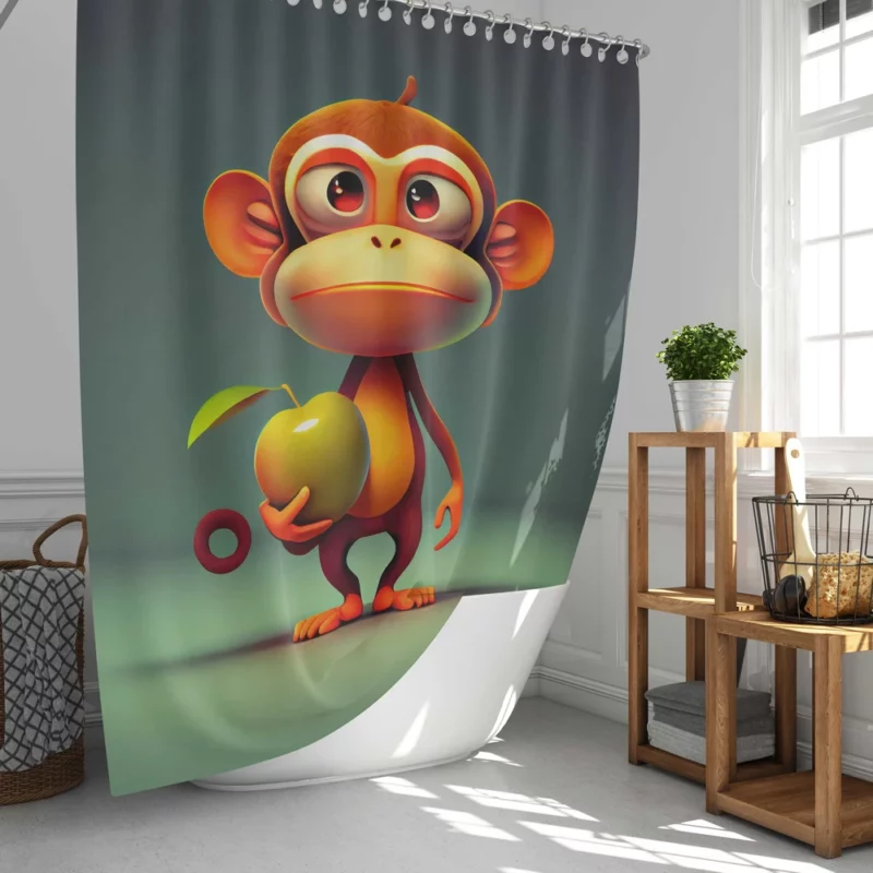 Monkey With an Apple Shower Curtain