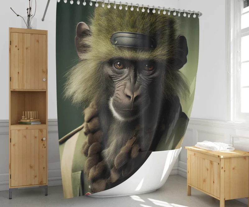 Monkey in Green Clothes Shower Curtain 1