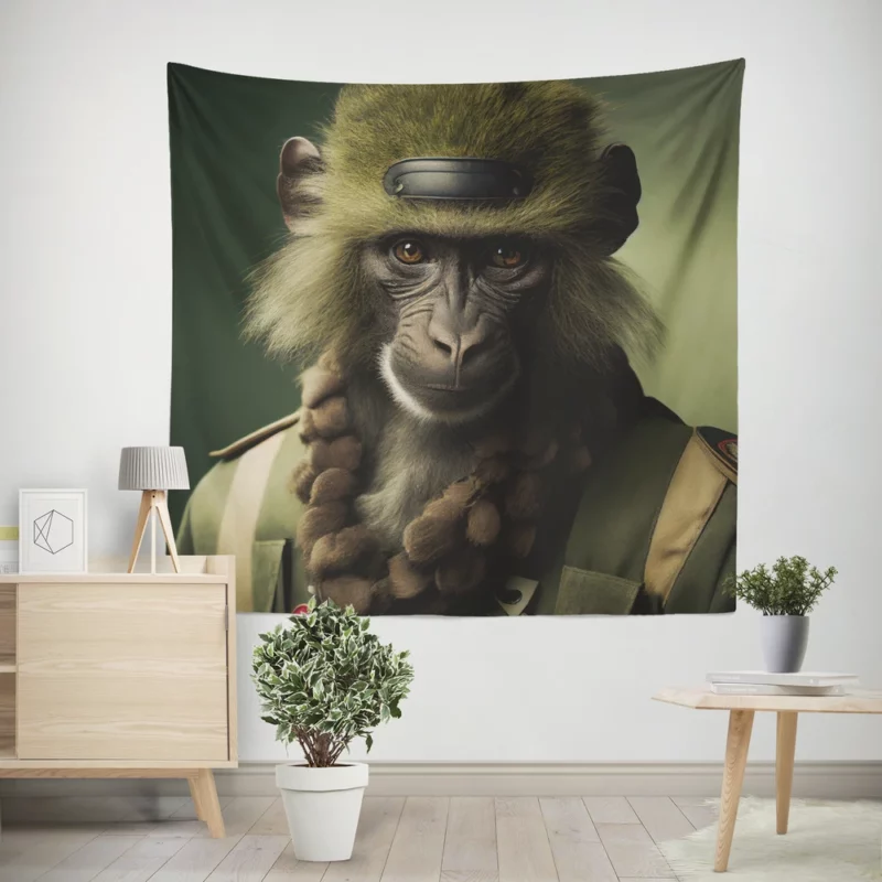 Monkey in Green Clothes Wall Tapestry