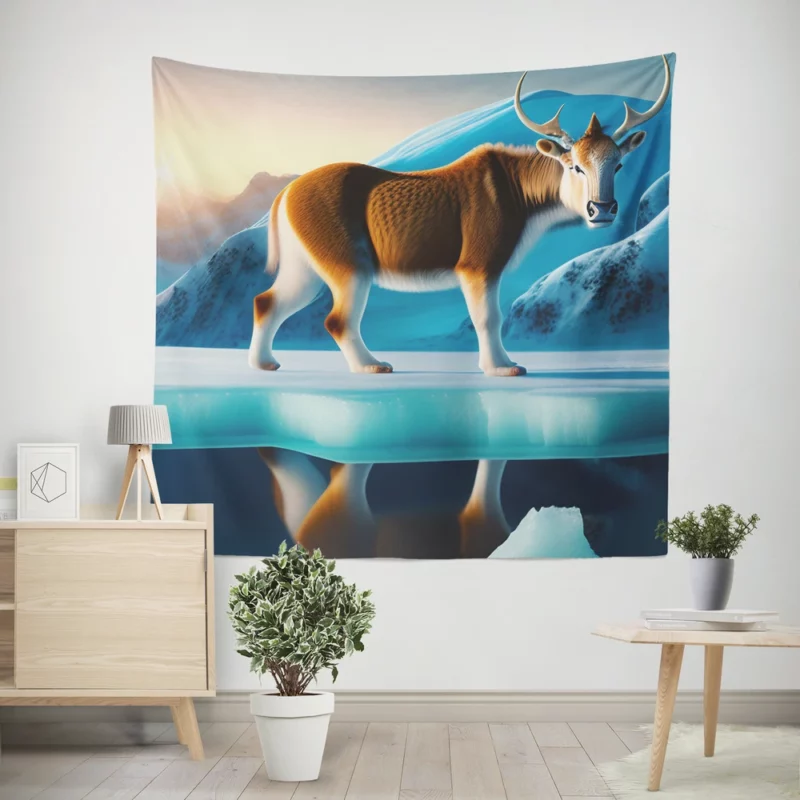 Moose on an Iceberg Wall Tapestry