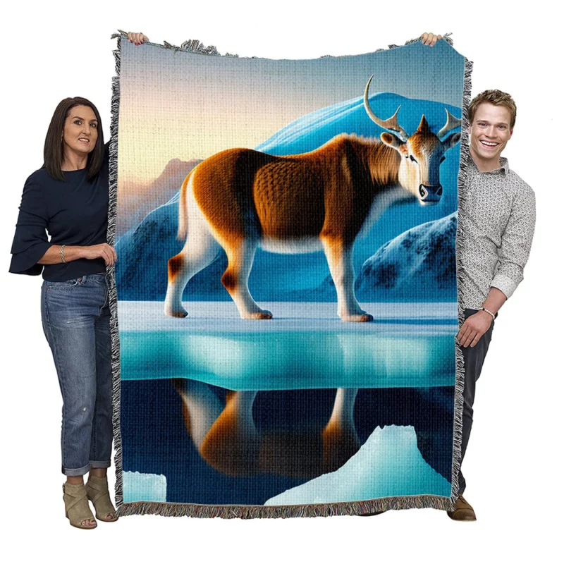 Moose on an Iceberg Woven Blanket