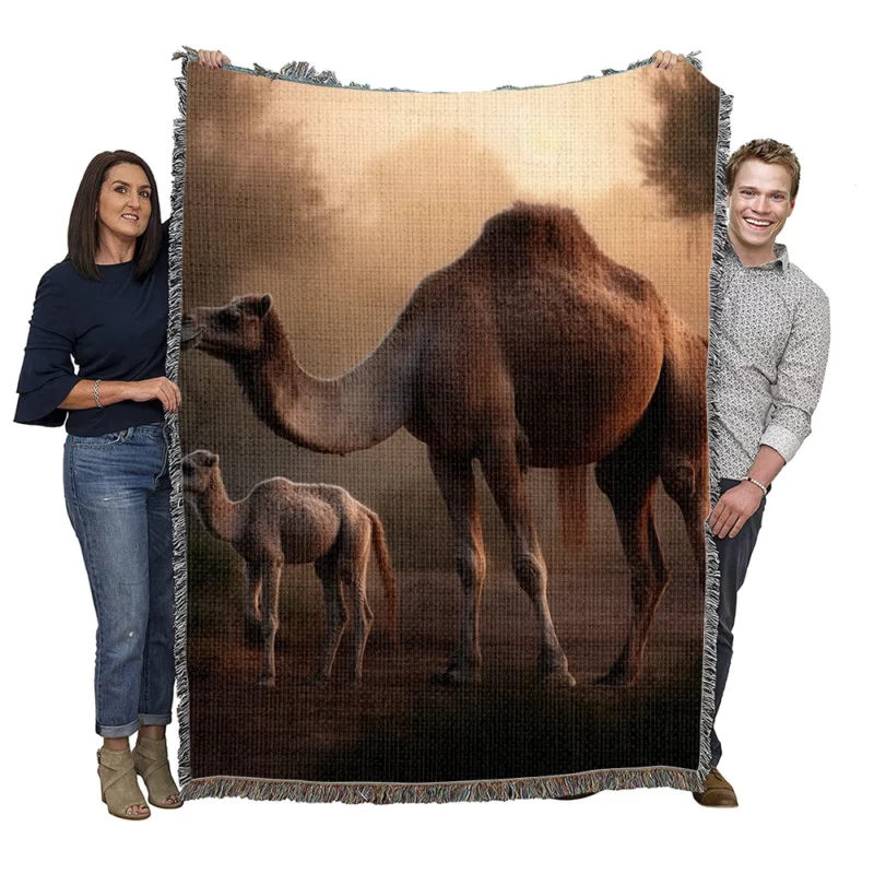 Mother Camel and Baby Woven Blanket