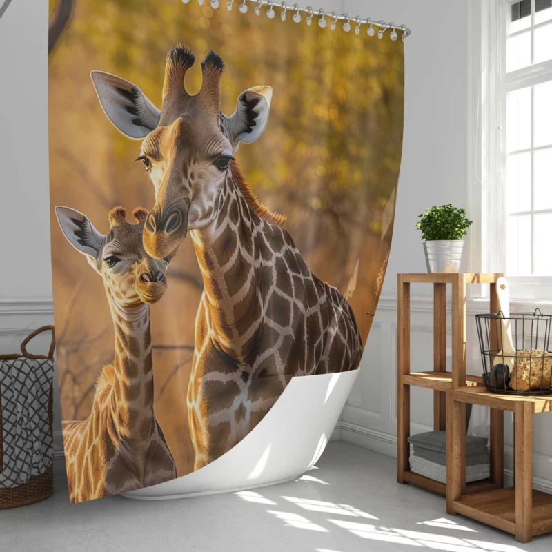 Mother and Baby Giraffe Shower Curtain