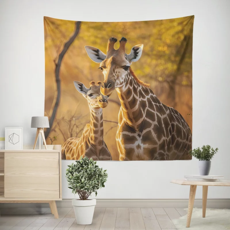 Mother and Baby Giraffe Wall Tapestry