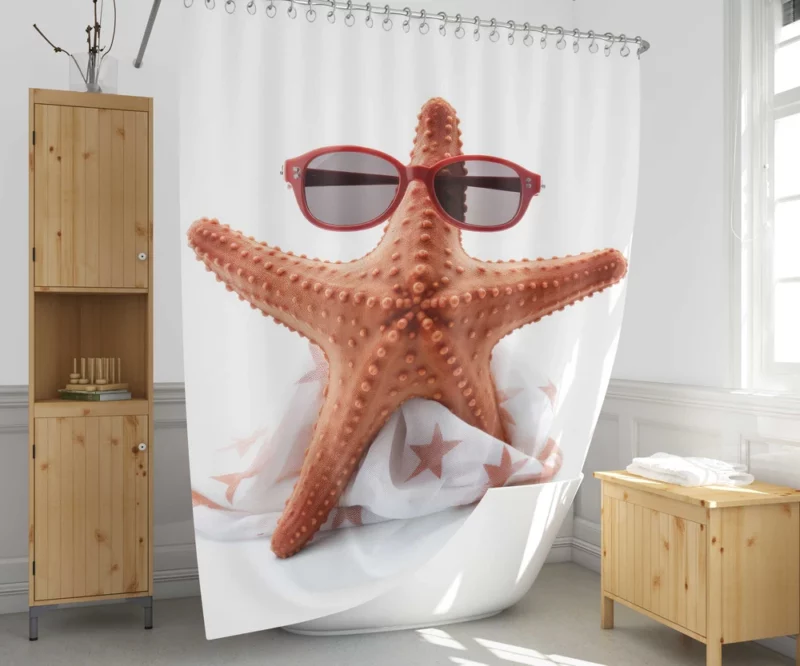 Movie Star Starfish Illustration Shower Curtain 1