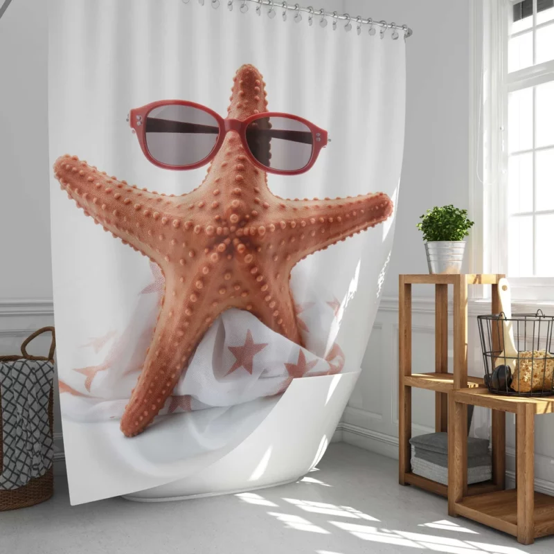 Movie Star Starfish Illustration Shower Curtain