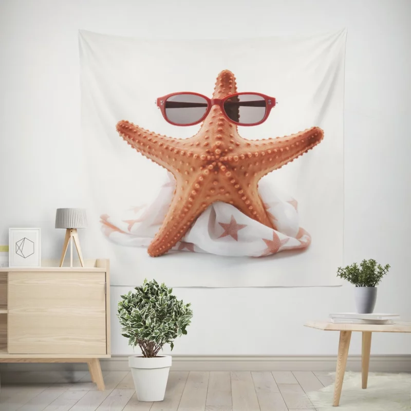 Movie Star Starfish Illustration Wall Tapestry