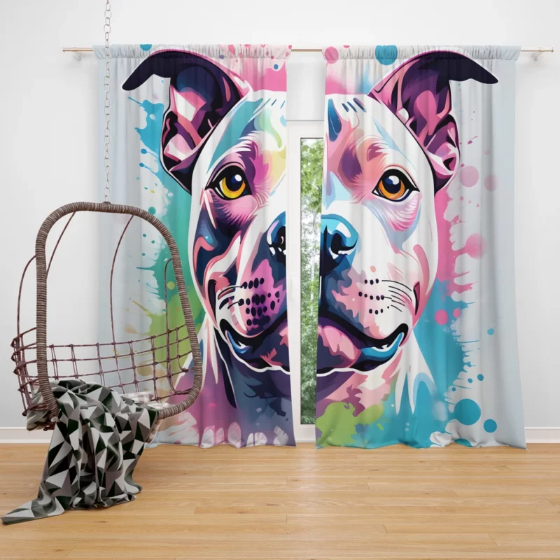 Muscular Companion Staffordshire Bull Terrier Dog Curtain