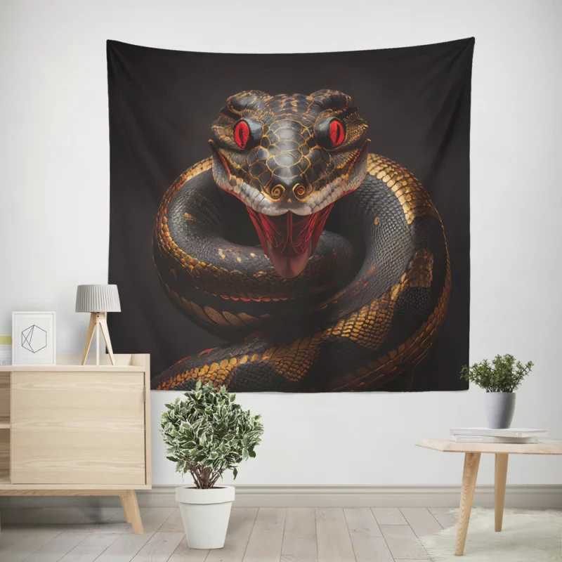 Mystical Serpent with Dragon Horns Wall Tapestry