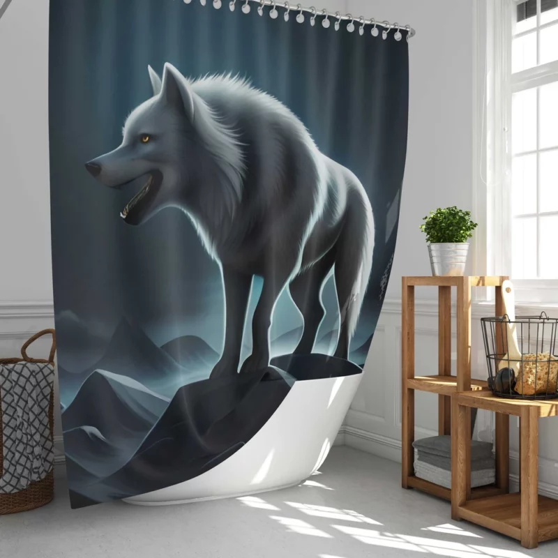 Mythological Wolf Illustration Shower Curtain