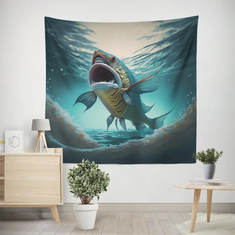 Naughty Shark with Quirky Features Wall Tapestry