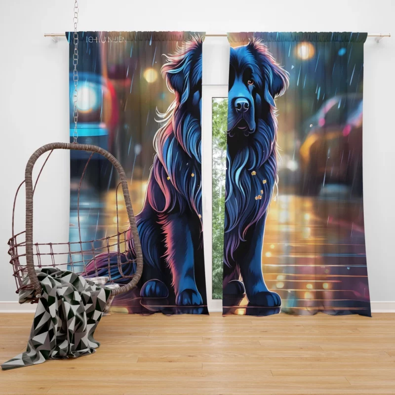 Newfoundland Charm Teen Dog Gift Curtain