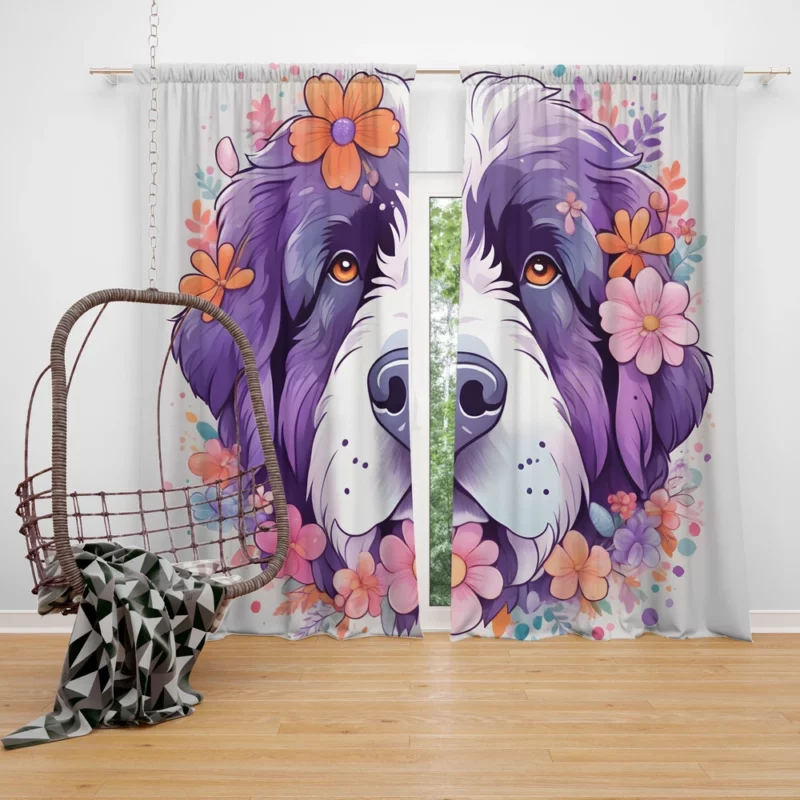 Newfoundland Pup Teen Birthday Surprise Curtain