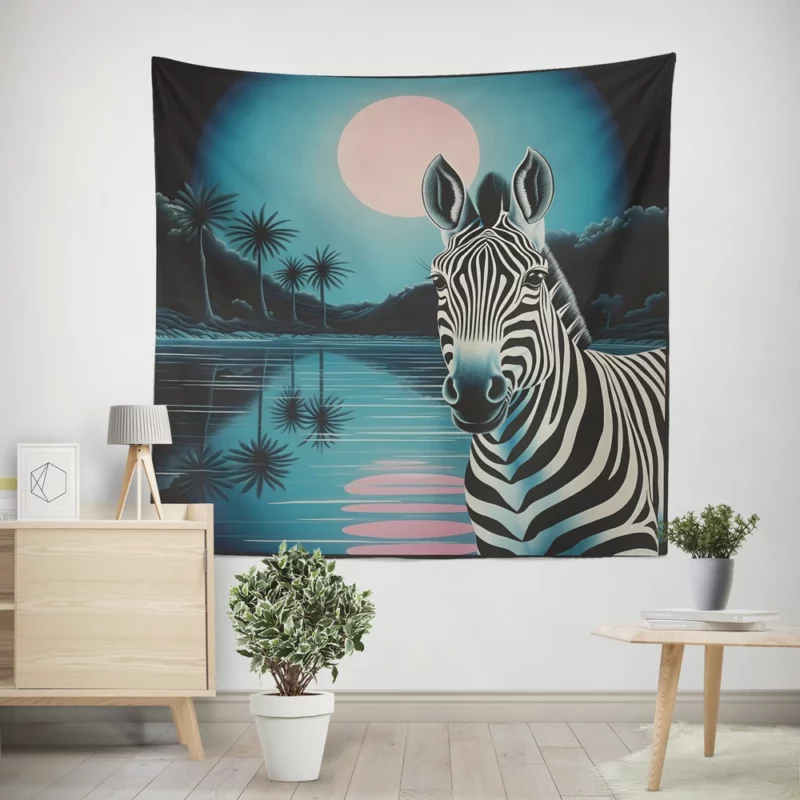 Oil Painting of a Zebra Wall Tapestry