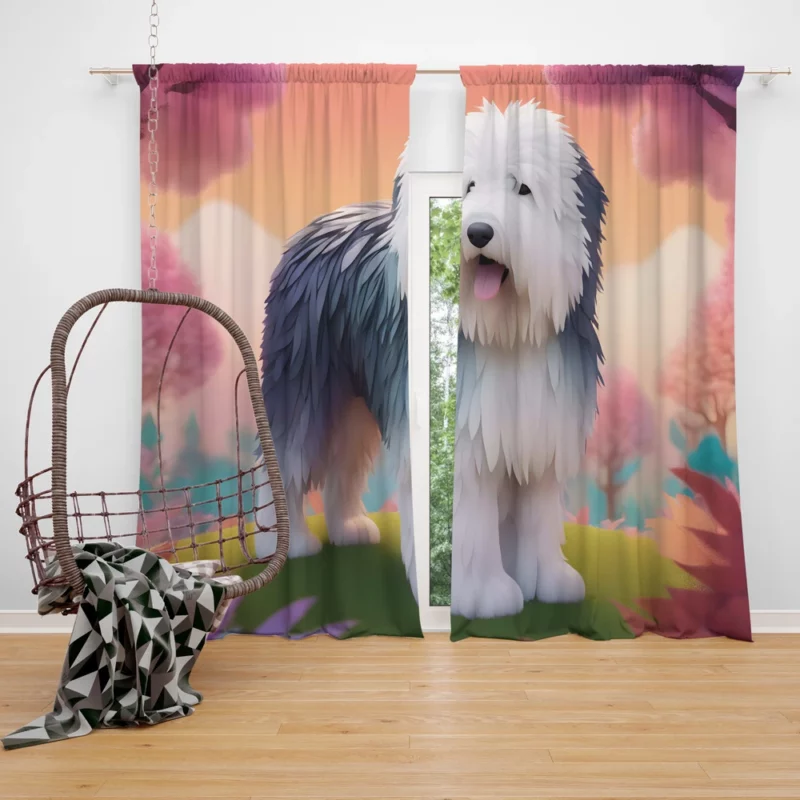 Old English Sheepdog Friendly Companion Dog Curtain