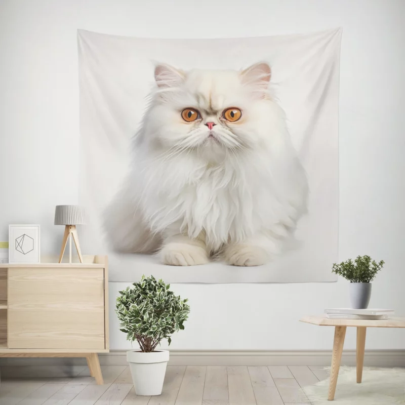 Orange Eyed Angora Cat Wall Tapestry