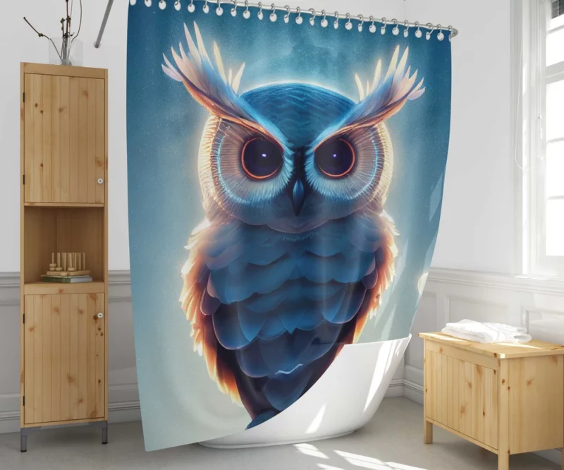 Orange-Eyed Owl Painting Shower Curtain 1