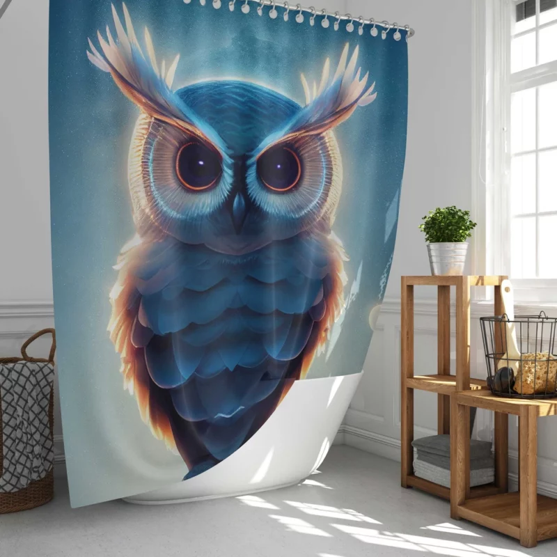 Orange-Eyed Owl Painting Shower Curtain