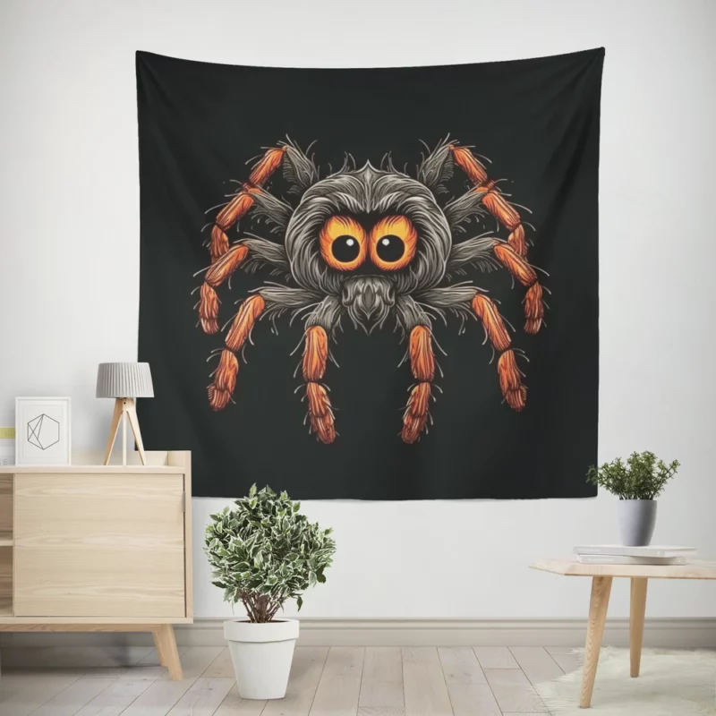 Orange Eyed Spider Close-Up Wall Tapestry