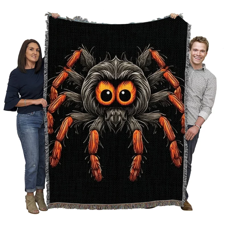 Orange Eyed Spider Close-Up Woven Blanket