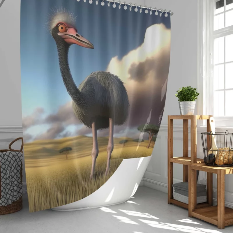 Ostrich in the Field Shower Curtain