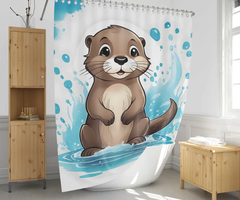 Otter T-Shirt Design Shower Curtain 1