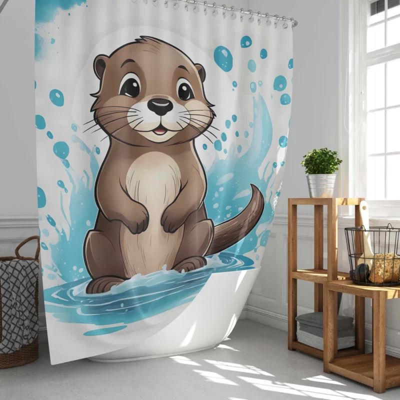 Otter T-Shirt Design Shower Curtain