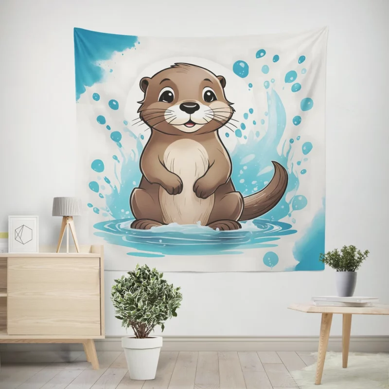 Otter T-Shirt Design Wall Tapestry