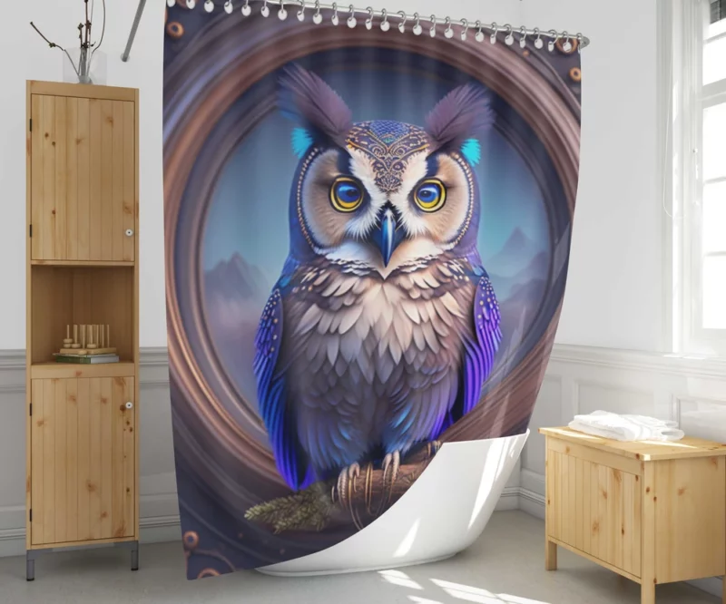 Owl Portrait Shower Curtain 1