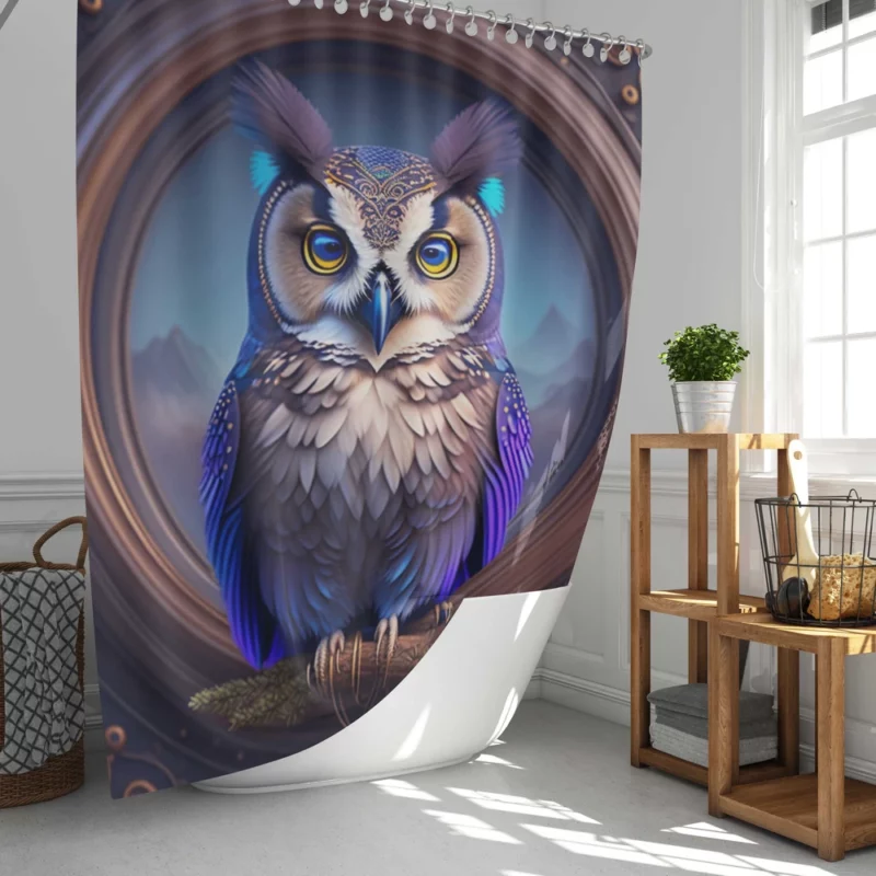 Owl Portrait Shower Curtain