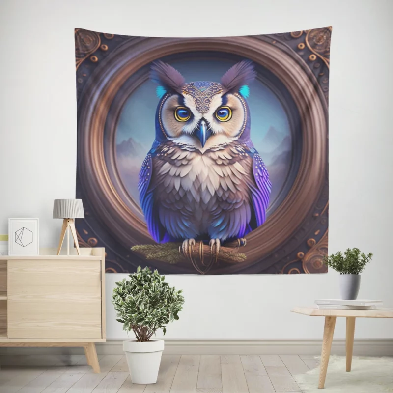 Owl Portrait Wall Tapestry