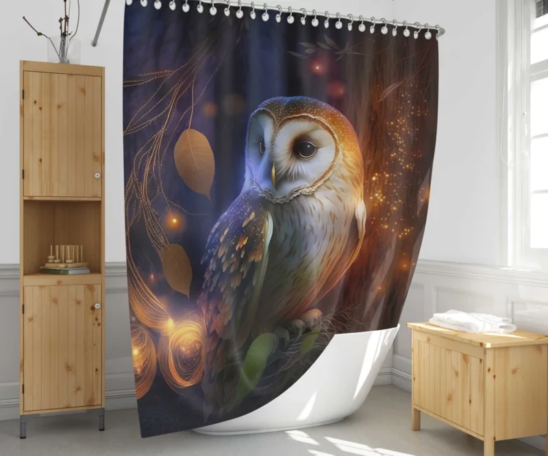 Owl in the Woods Shower Curtain 1