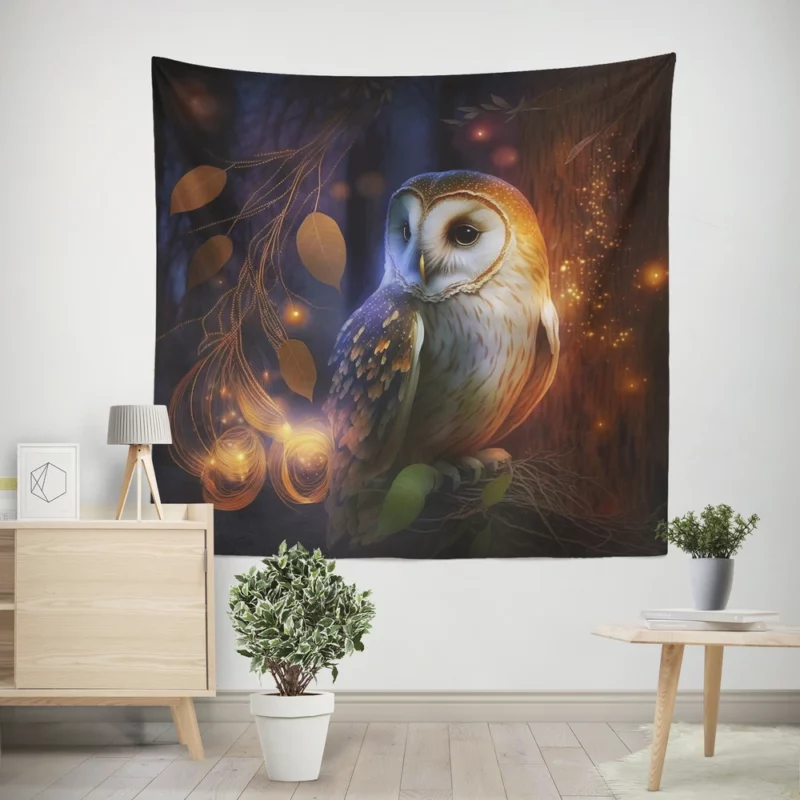 Owl in the Woods Wall Tapestry