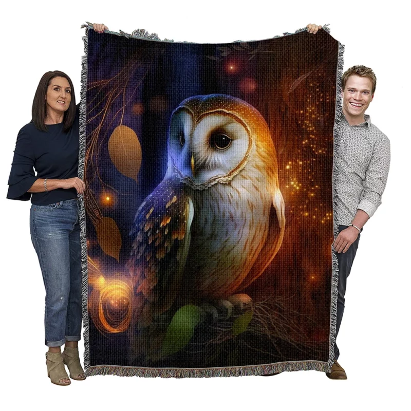 Owl in the Woods Woven Blanket