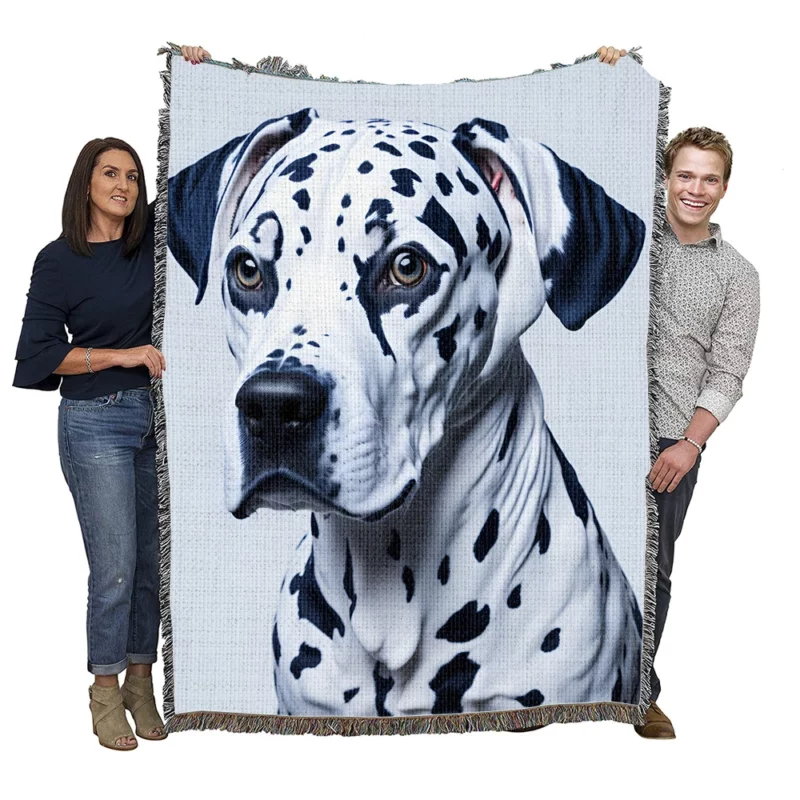 Painted Face Dalmatian Dog Woven Blanket