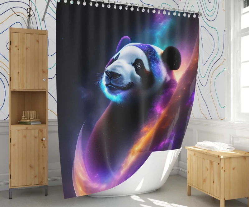 Panda Among the Stars Shower Curtain 1