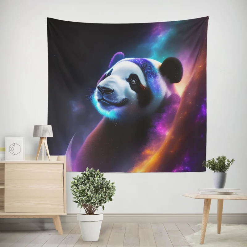 Panda Among the Stars Wall Tapestry