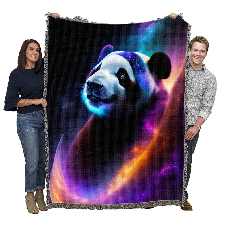 Panda Among the Stars Woven Blanket