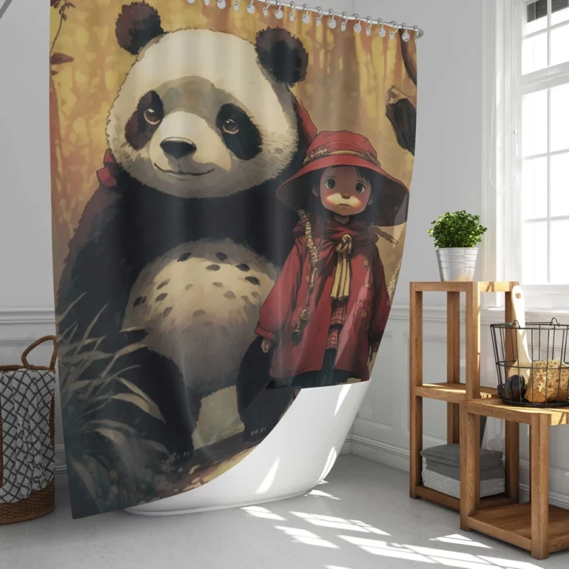 Panda Girl in the Forest Shower Curtain