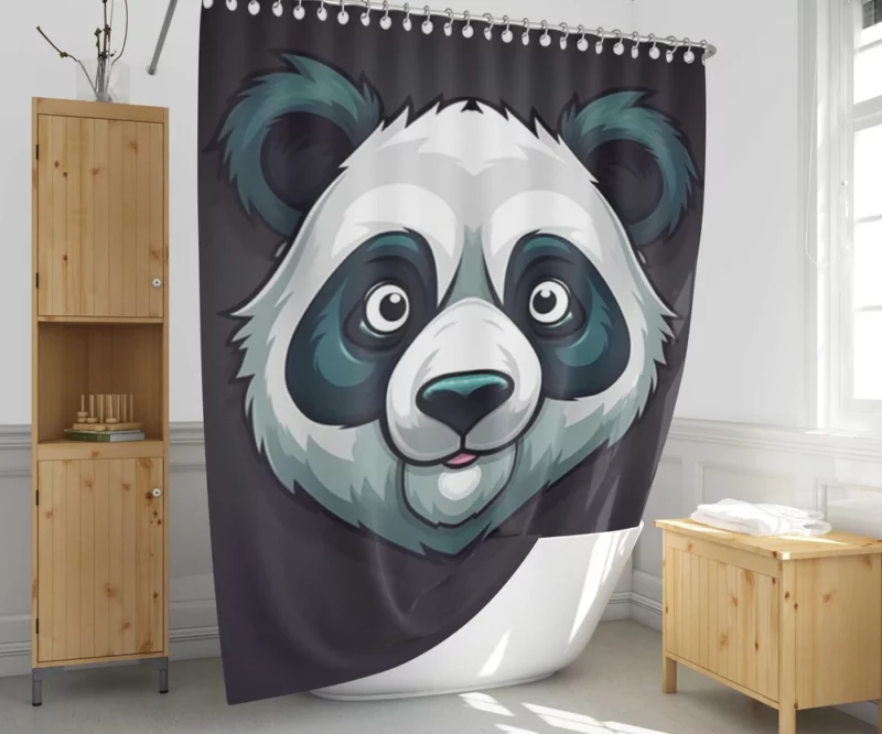 Panda Mascot Character Shower Curtain 1