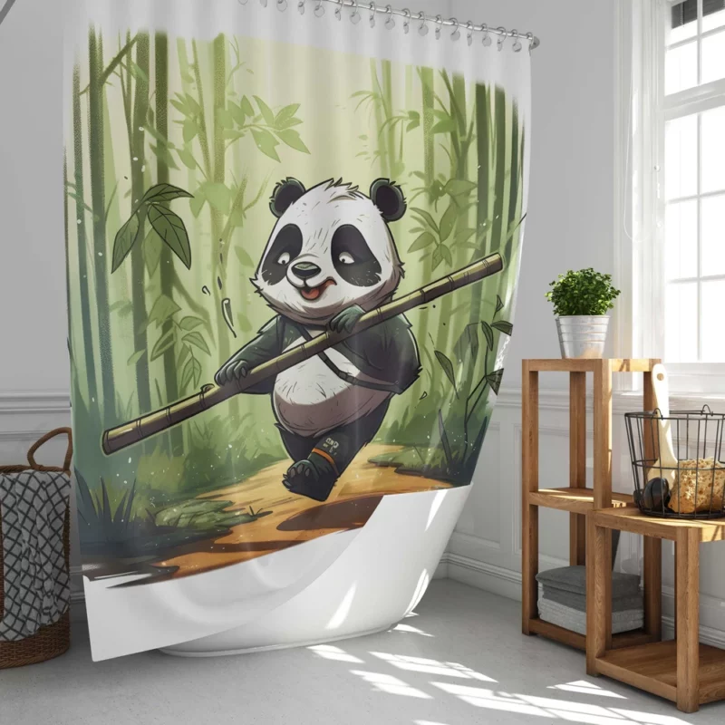 Panda Walking Through Bamboo Forest Shower Curtain