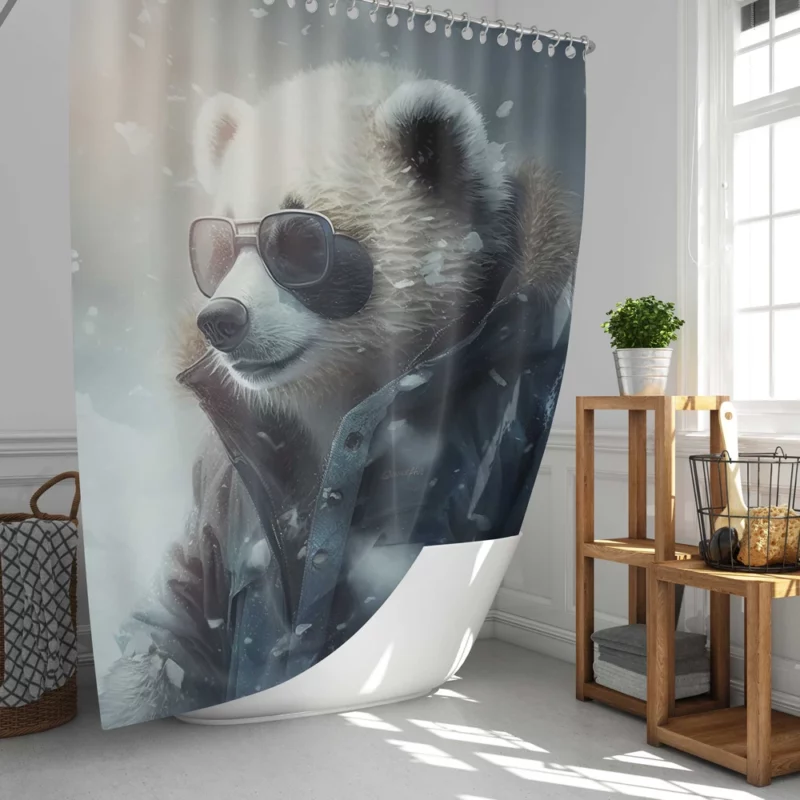 Panda Wearing Goggles in Snow Shower Curtain