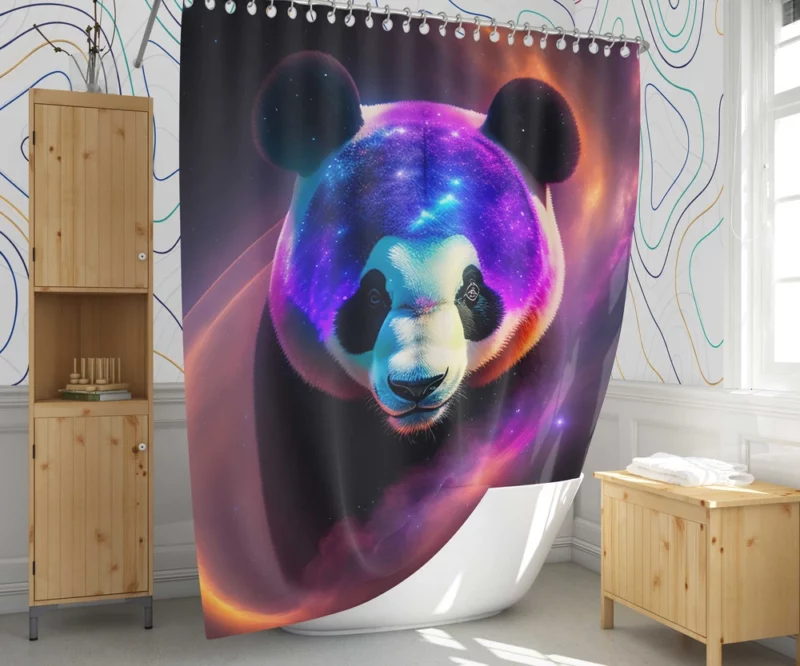 Panda in a Galaxy Shower Curtain 1