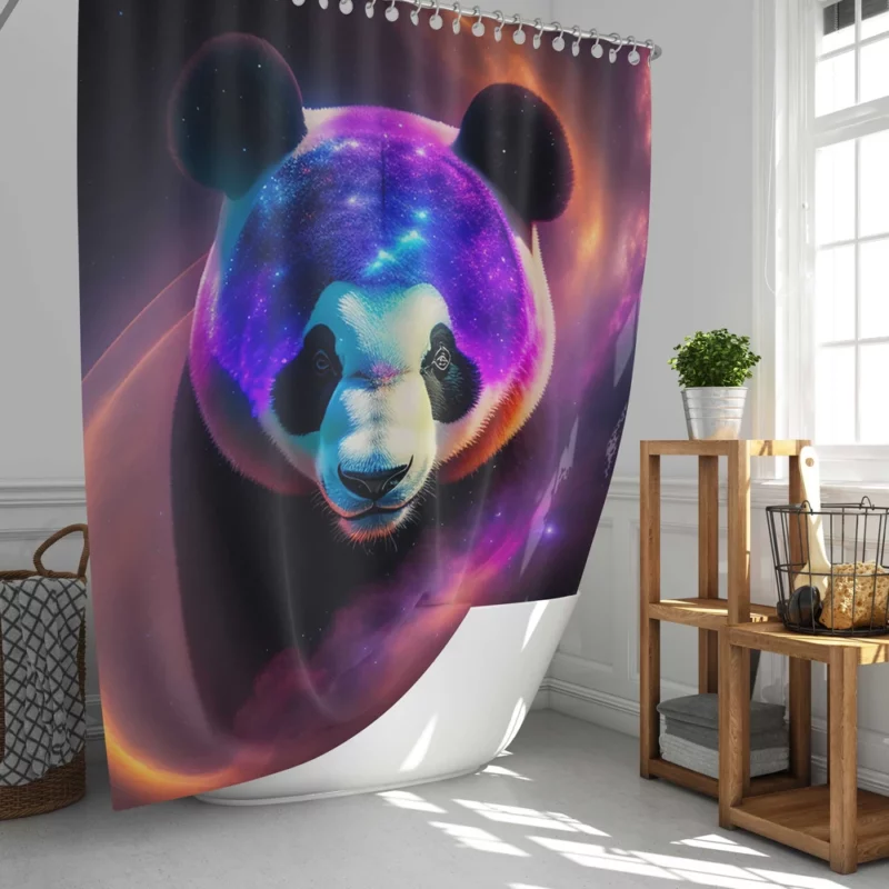 Panda in a Galaxy Shower Curtain