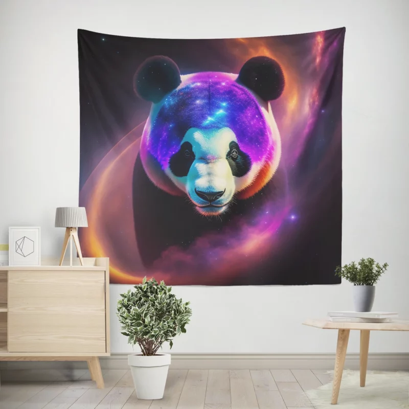 Panda in a Galaxy Wall Tapestry