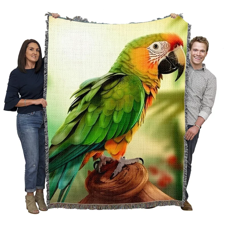 Parrot in Nature Embrace Woven Blanket