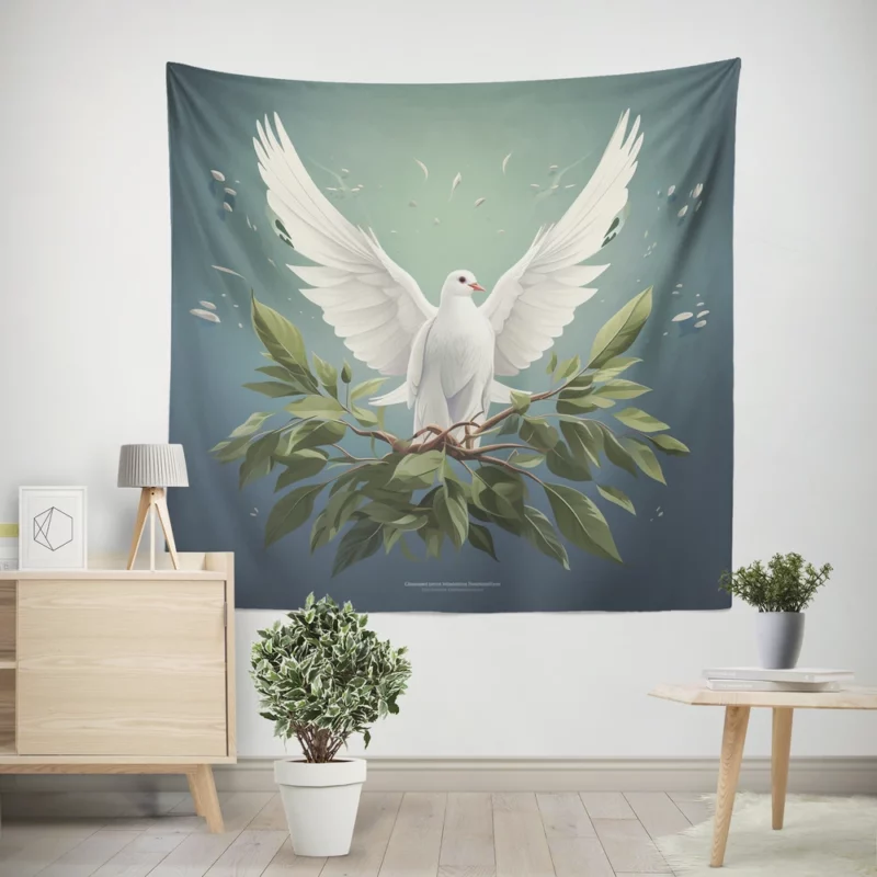 Peace Themed Background With Doves Wall Tapestry